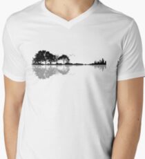 Natur Gitarre T-Shirt mit V-Ausschnitt für Männer