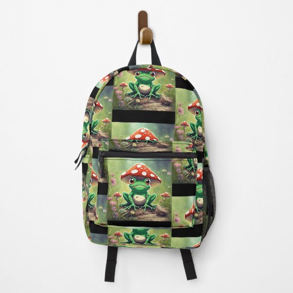 Item preview, Cute Frog With Mushroom & Flowers Colorful Design designed and sold by EarthArtDesigns.