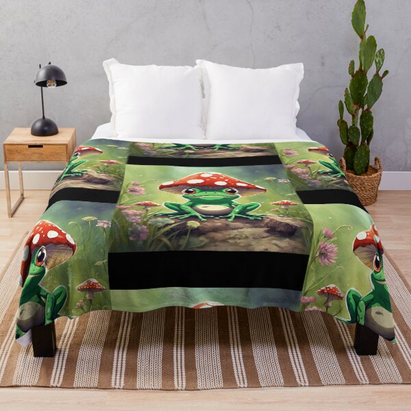 Item preview, Cute Frog With Mushroom & Flowers Colorful Design designed and sold by EarthArtDesigns.