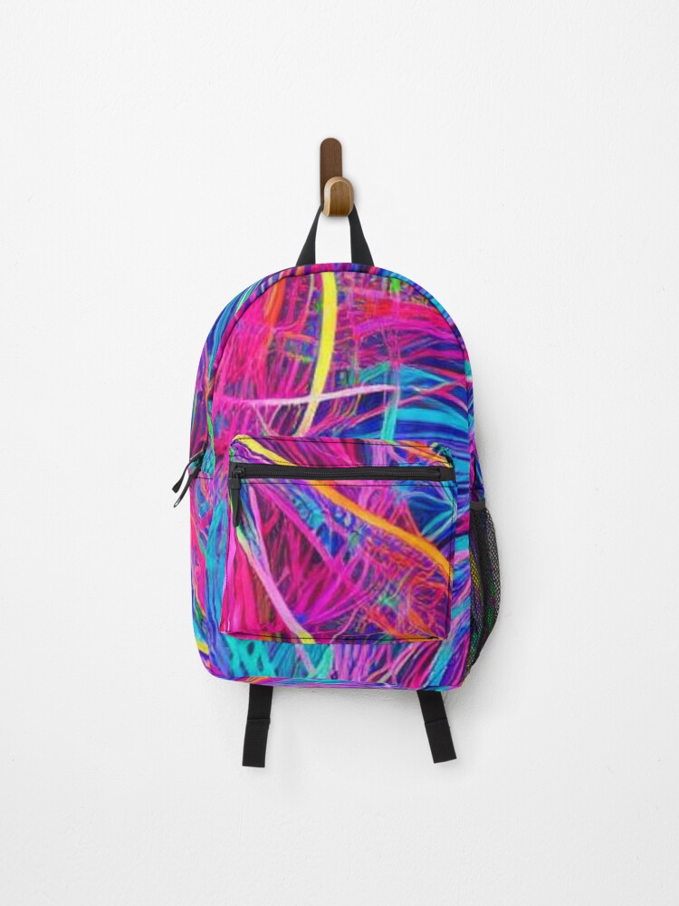 Thumbnail 1 of 3, Backpack, Abstract Colorful Neon Streamers Pattern designed and sold by calibrit.