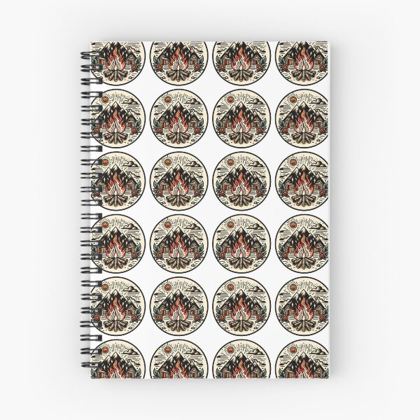 Item preview, Mountain Campfire Rustic Flash Tattoo Art Design designed and sold by BrianSaysDesign.