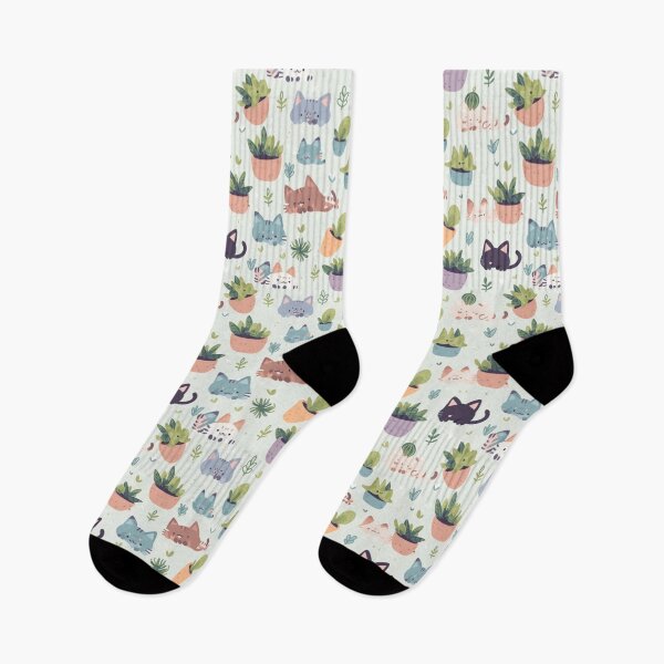 Artikelvorschau, Niedliches, farbenfrohes, gekritzeltes Katzen- und Sukkulenten-Musterdesign – skurrile Kunst für Tierliebhaber entworfen und verkauft von sweet1342.
