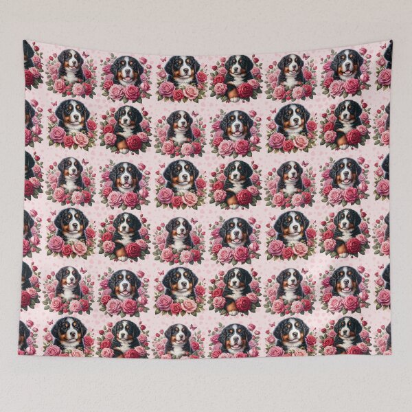 Item preview, Berner Puppies with Roses and Hearts Valentine's Day designed and sold by Animals-on-me.