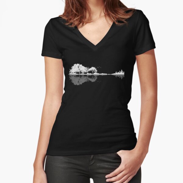 Nature Guitar Fitted V-Neck T-Shirt
