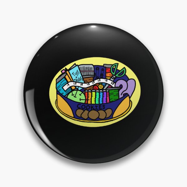 Item preview, Cookie tin sewing kit surprise pin & sticker designed and sold by ChaiTooSugary.