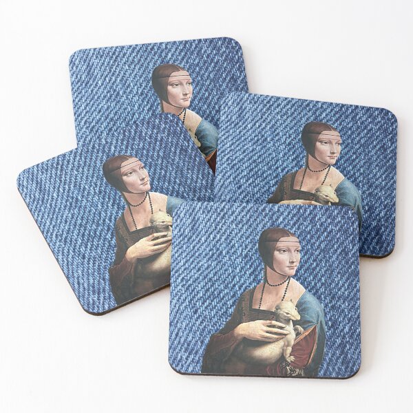 Item preview, 80s Denim Blue Background Lady with an Ermine  designed and sold by pelagio.