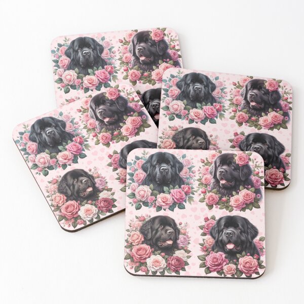 Item preview, Black Newfoundland with Roses and Hearts Valentine's Day designed and sold by Animals-on-me.