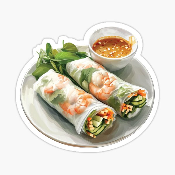 Item preview, Asian Fresh Shrimp Spring Roll with Peanut Dipping Sauce designed and sold by Alicia Chee.