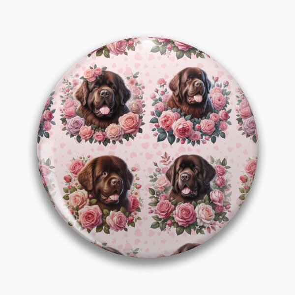 Item preview, Brown Newfoundland with Roses and Hearts Valentine's Day designed and sold by Animals-on-me.