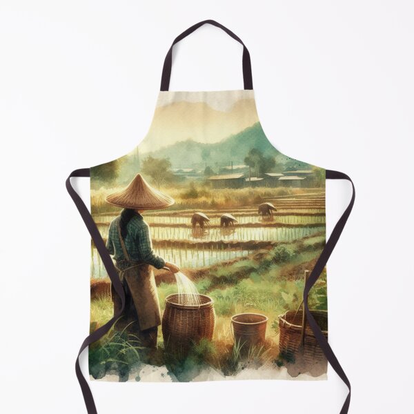 Item preview, Woman Filling Water in Jar With Panorama of Woman Planting Rice designed and sold by Jeniwe.