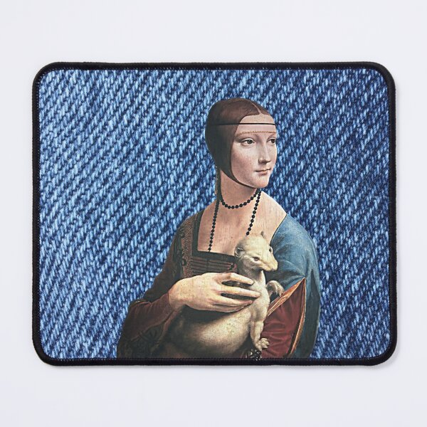 Item preview, 80s Denim Blue Background Lady with an Ermine designed and sold by pelagio.