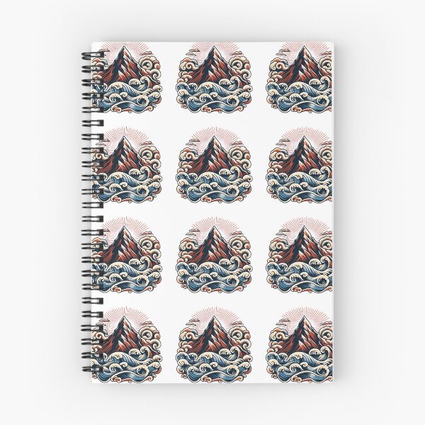 Item preview, Cloudy Mountaintop Waves Flash Tattoo Art Design designed and sold by BrianSaysDesign.