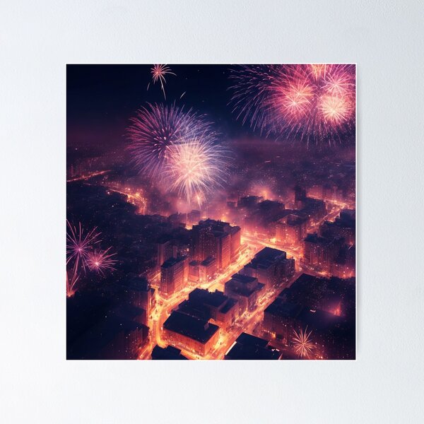 Item preview, New Year's celebration in a big city, fireworks display designed and sold by adhisin.
