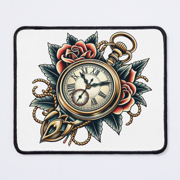Item preview, Roses & Pocket Watch Flash Tattoo Art Design designed and sold by BrianSaysDesign.