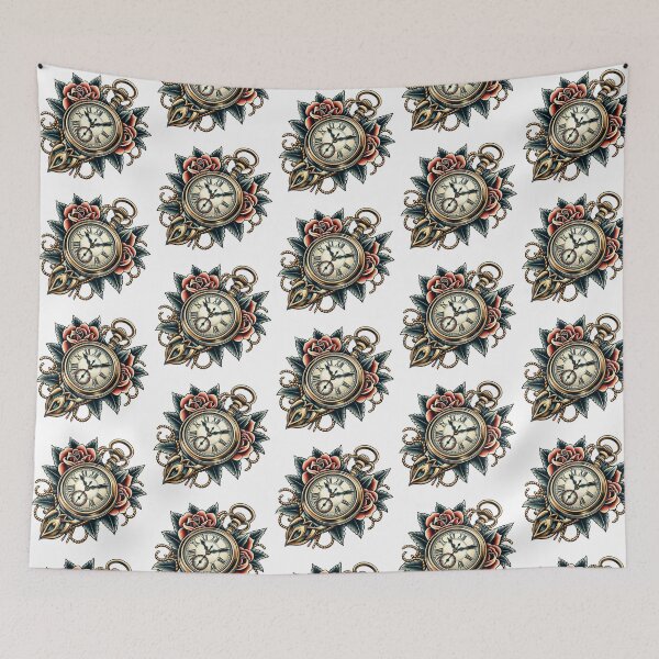 Item preview, Roses & Pocket Watch Flash Tattoo Art Design designed and sold by BrianSaysDesign.