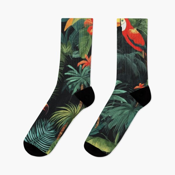 Item preview, Tropical Rainforest with Banana Trees Palm Trees and Toucans designed and sold by Vicky Brago-Mitchell®.