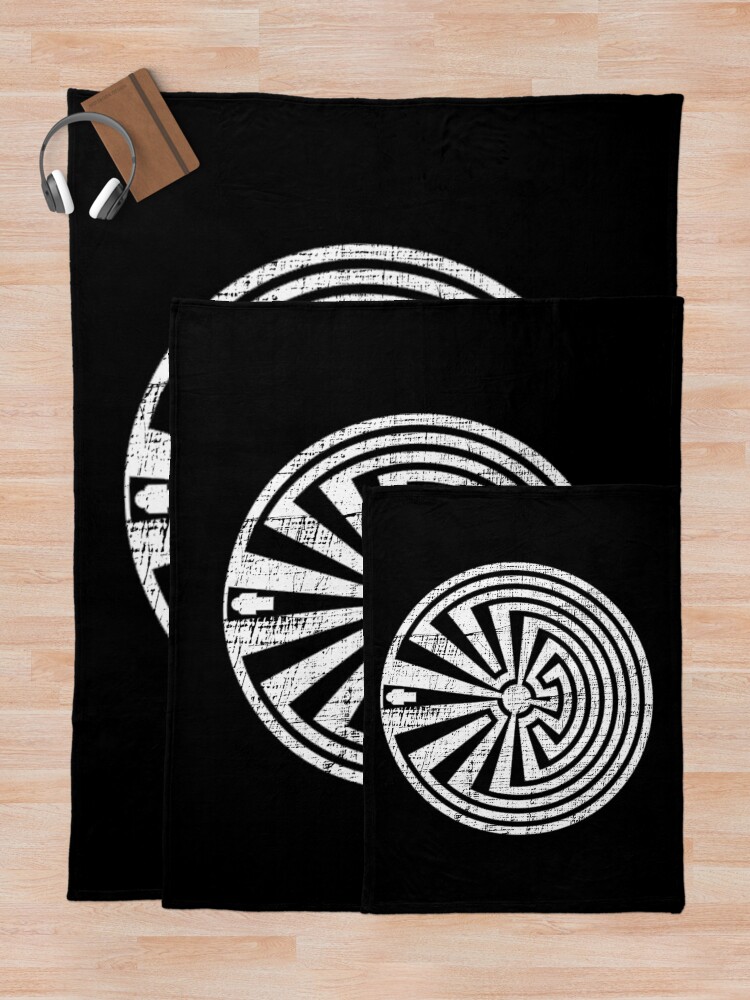 Alternate view of Native American Man in the Maze - Distressed Throw Blanket