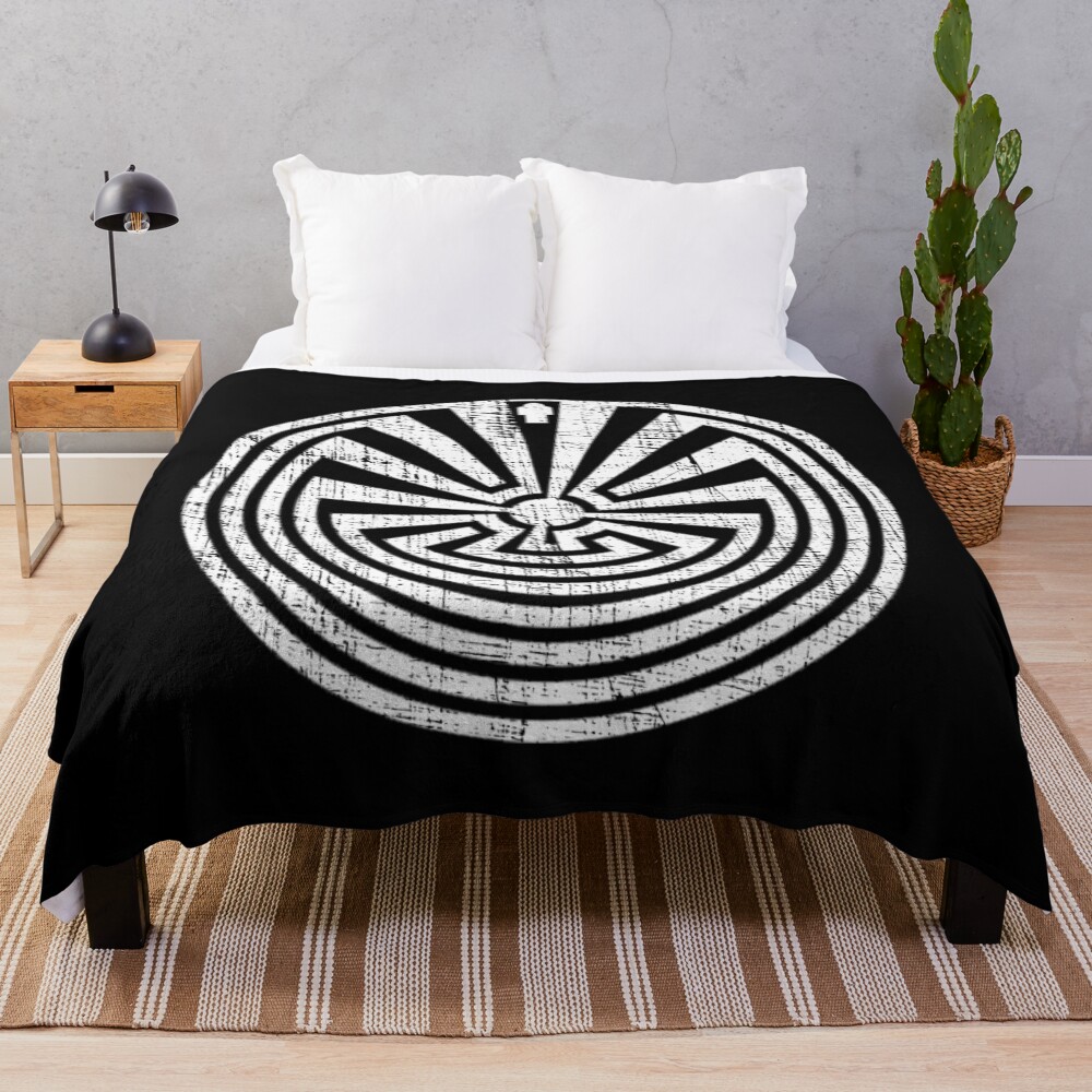 Native American Man in the Maze - Distressed Throw Blanket