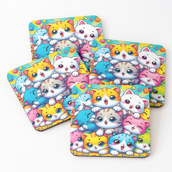 Item preview, Kawaii Kittens Rainbow Delight designed and sold by inkArtistryfine.