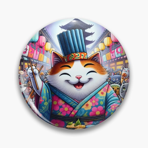 Item preview, Festive Sushi Chef Cat Celebration designed and sold by inkArtistryfine.