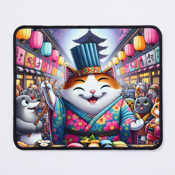 Item preview, Festive Sushi Chef Cat Celebration designed and sold by inkArtistryfine.