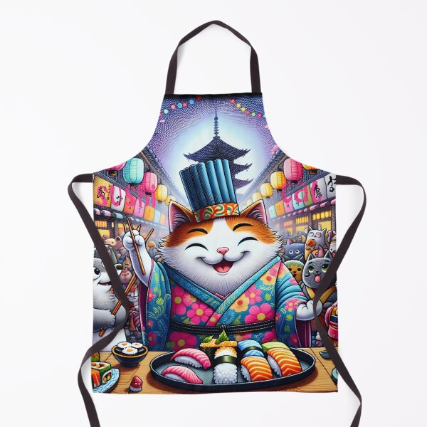 Item preview, Festive Sushi Chef Cat Celebration designed and sold by inkArtistryfine.