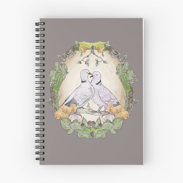Item preview, Watercolor Collared Dove Woodpecker in a Forest Plants , Blackberries Ivy and Fungi Mushroom Frame designed and sold by Limolida.