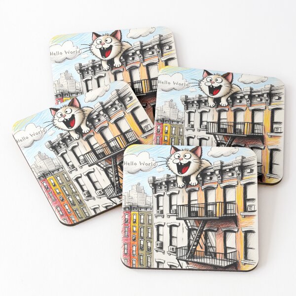 Item preview, Urban Adventure Curious Cat Illustration designed and sold by inkArtistryfine.