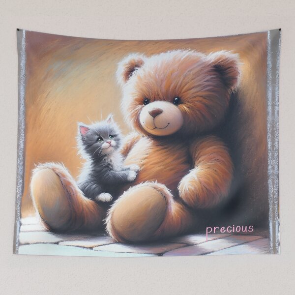 Item preview, Cuddly Companions: Kitten and Teddy designed and sold by inkArtistryfine.