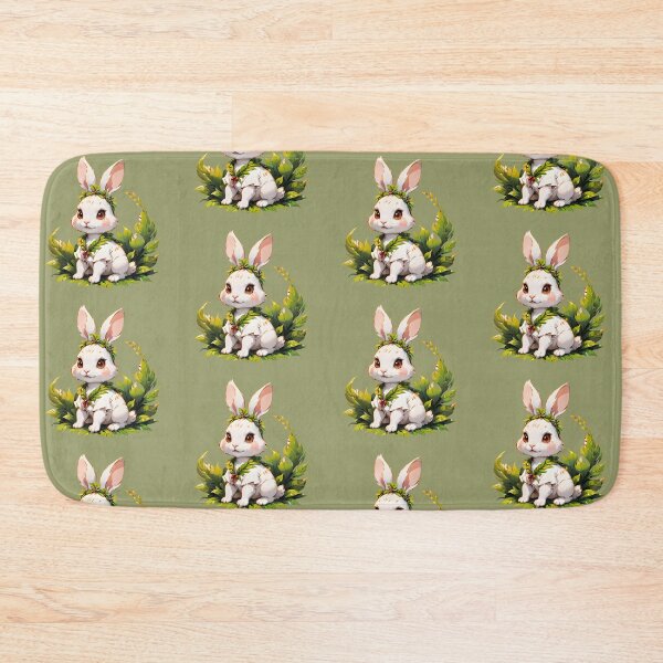 Item preview, "Whimsical Bunny Delight: Vector Design with Lively Green Leaves" designed and sold by ArtistKunal123.