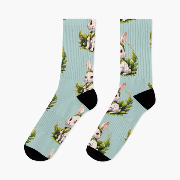 Item preview, "Whimsical Bunny Delight: Vector Design with Lively Green Leaves" designed and sold by ArtistKunal123.