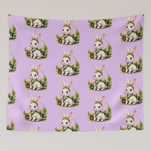 Item preview, "Whimsical Bunny Delight: Vector Design with Lively Green Leaves" designed and sold by ArtistKunal123.
