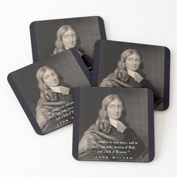 Item preview, John Milton portrait and quote: “The mind is its own place and, in itself can make a heaven of hell or a hell of heaven.” designed and sold by artbleed.