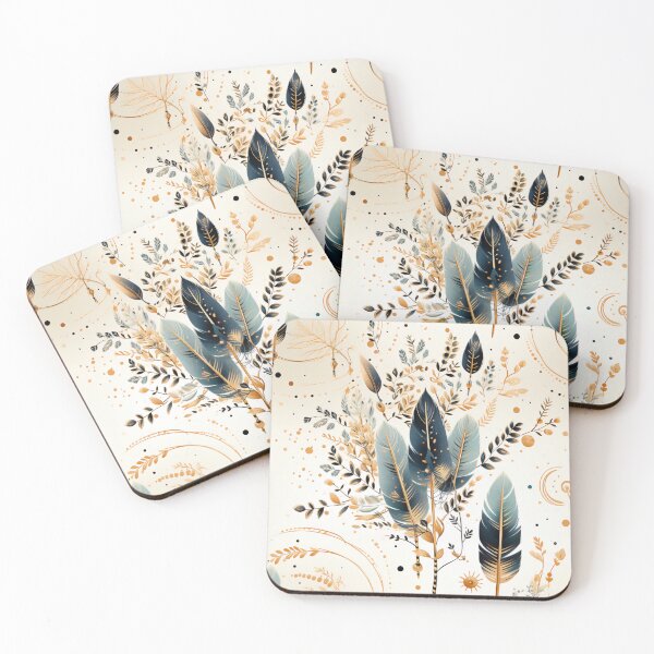 Item preview, Bohemian pattern incorporating bird feathers and dream designed and sold by cozycrafts3.