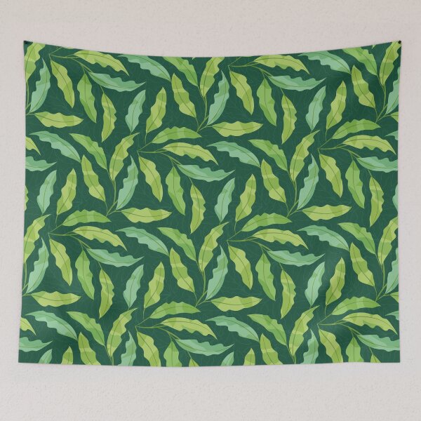 Item preview, Random Variegated Leaves on Forest Green designed and sold by PaisleyMcNoodle.