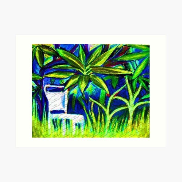 Chair under the frangipanni Art Print