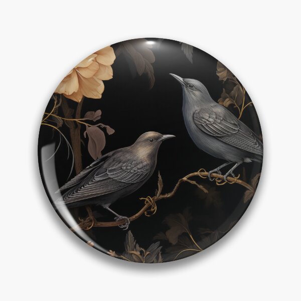 Item preview, Victorian style gold and navy flowers and birds designed and sold by Alexa53.