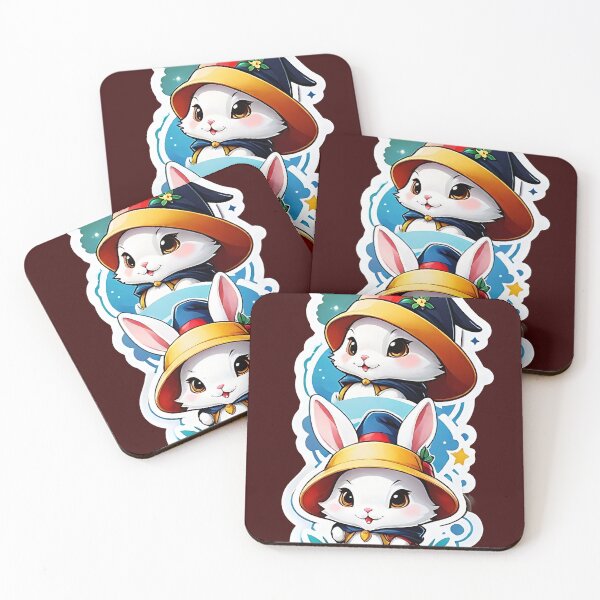 Item preview, cute rabbits wear magic hat designed and sold by KiraChie.