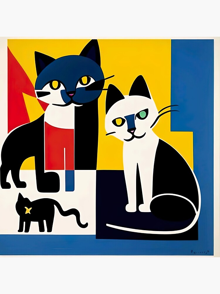 Feline Canine Harmony: Modernist Fusion in Henri Matisse Style