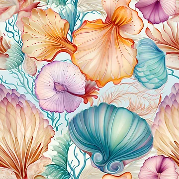 Artwork thumbnail, Sea Shells Pattern by Sototos® ⭐⭐⭐⭐⭐