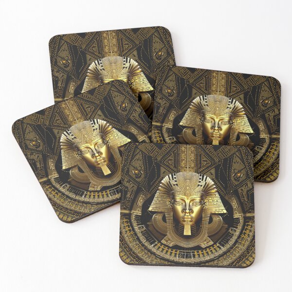 Item preview, Golden engraving of the face of King Tutankhamun Pharaoh of Egypt designed and sold by Fantasymachine.