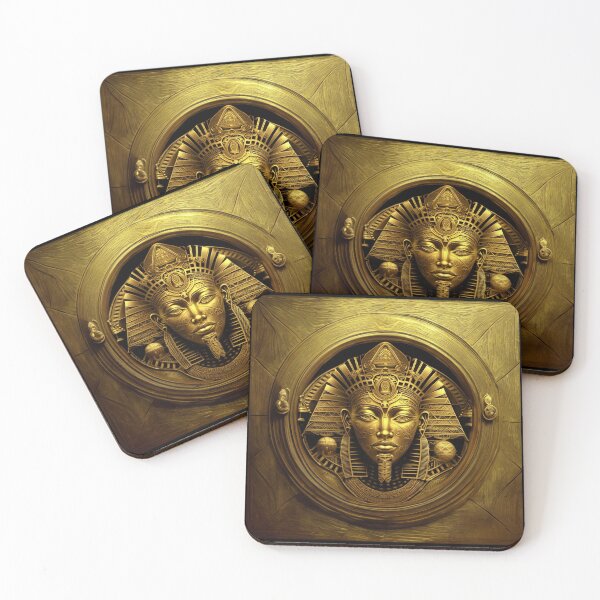 Item preview, Golden engraving of the face of King Tutankhamun Pharaoh of Egypt designed and sold by Fantasymachine.