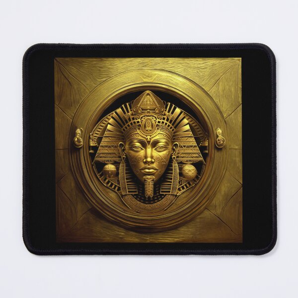 Item preview, Golden engraving of the face of King Tutankhamun Pharaoh of Egypt designed and sold by Fantasymachine.