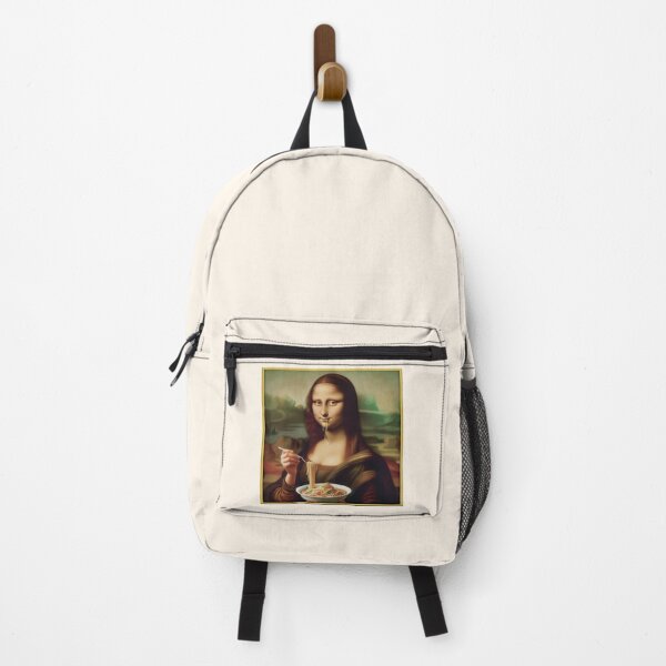 Item preview, Girl Eating Spaghetti Mona Lisa Painting Funny Parody designed and sold by euGeneral.
