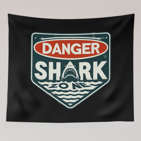 Item preview, Retro Danger Shark Zone Warning designed and sold by TomFrontierArt.