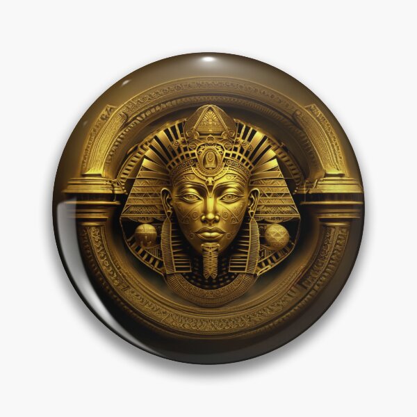 Item preview, Golden engraving of the face of King Tutankhamun Pharaoh of Egypt designed and sold by Fantasymachine.