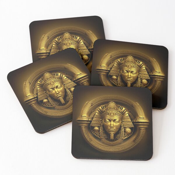 Item preview, Golden engraving of the face of King Tutankhamun Pharaoh of Egypt designed and sold by Fantasymachine.