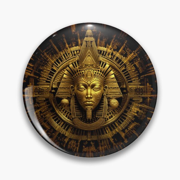 Item preview, Golden engraving of the face of King Tutankhamun Pharaoh of Egypt designed and sold by Fantasymachine.