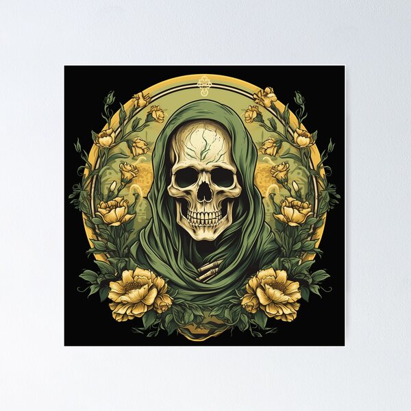 Item preview, Skull in the robe and flower wreath designed and sold by Goku Creations.
