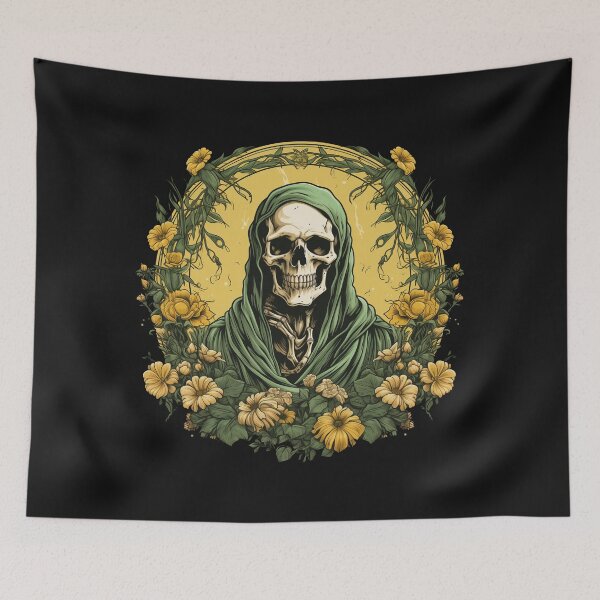 Item preview, Skull in the robe and flower wreath designed and sold by Goku Creations.